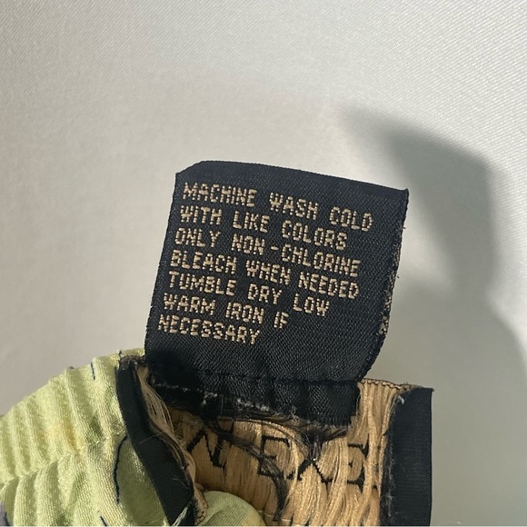 Item Eyes Small Floral Satin Midi Skirt Vintage A Line Boho Chic Olive Green - Picture 5 of 6